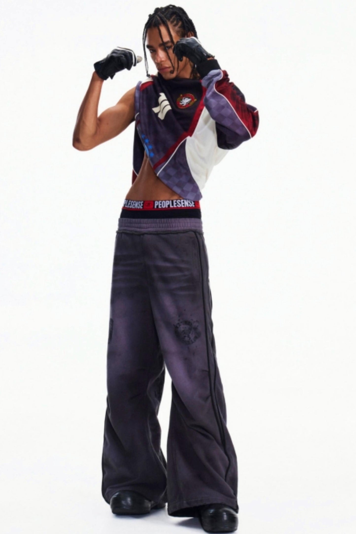 Diagonal Check Sleeve T-Shirt