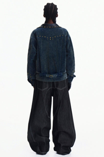 Dark Blue Wide-Leg Pants