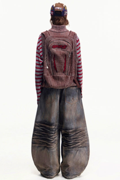 Retro Washed Wide-Leg Jeans