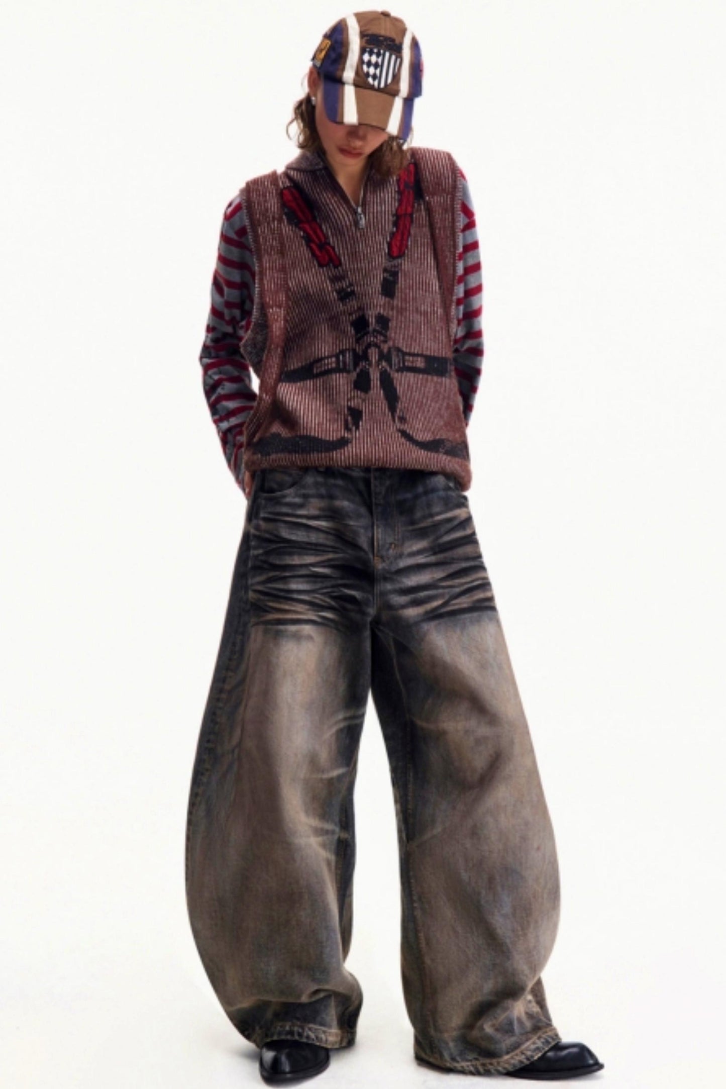 Retro Washed Wide-Leg Jeans