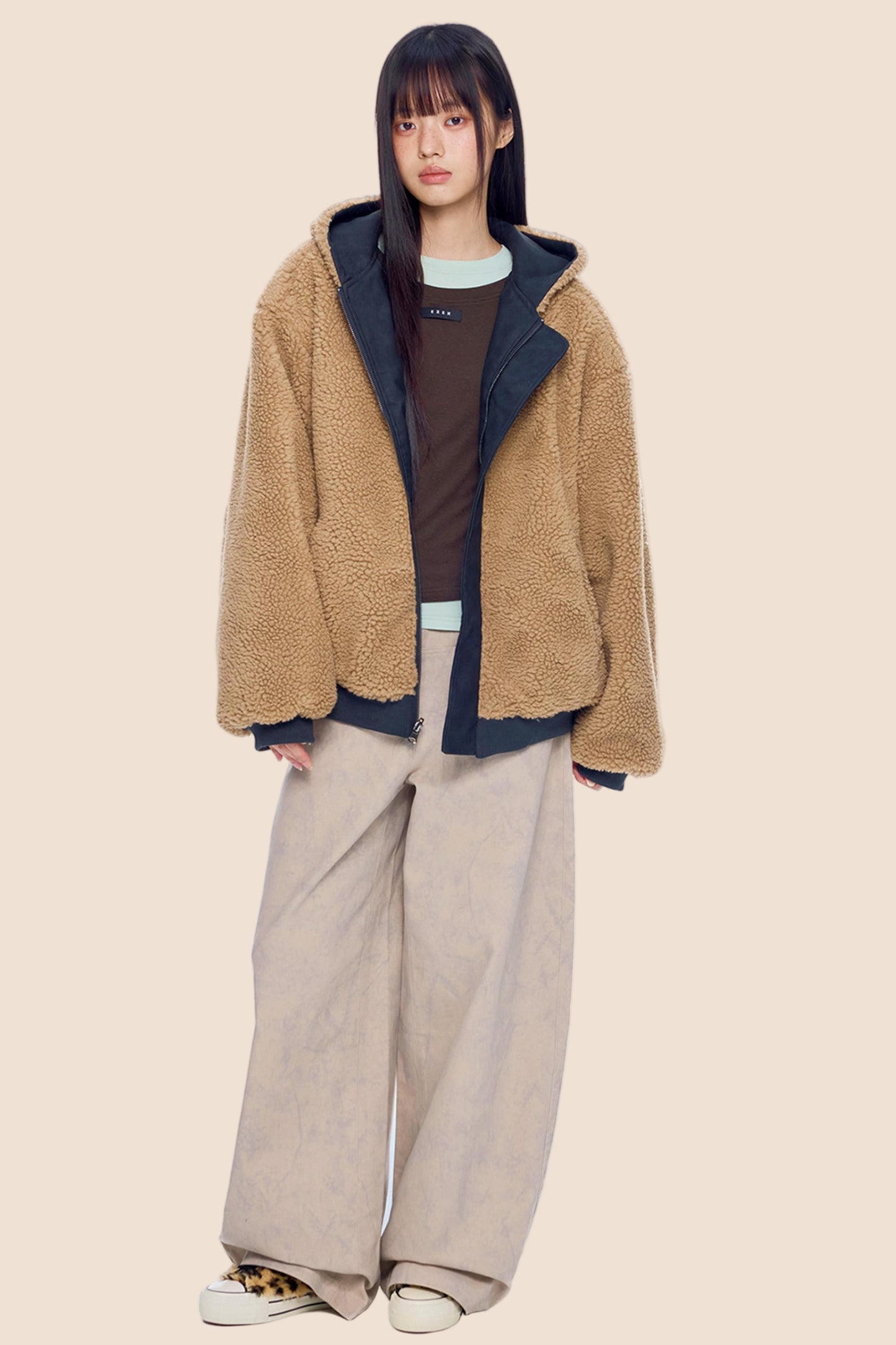 Faux Shearling Color-Block Jacket