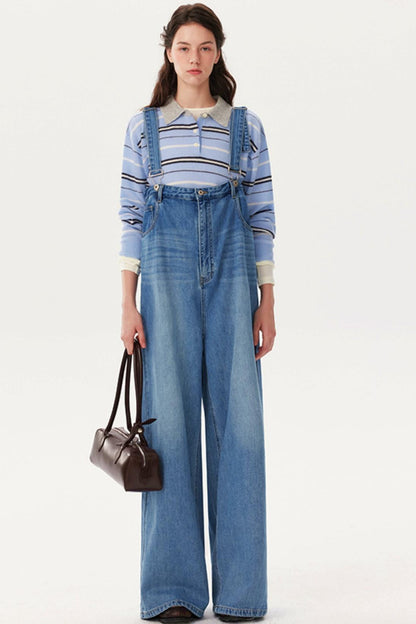 Retro Blue Denim Jumpsuit