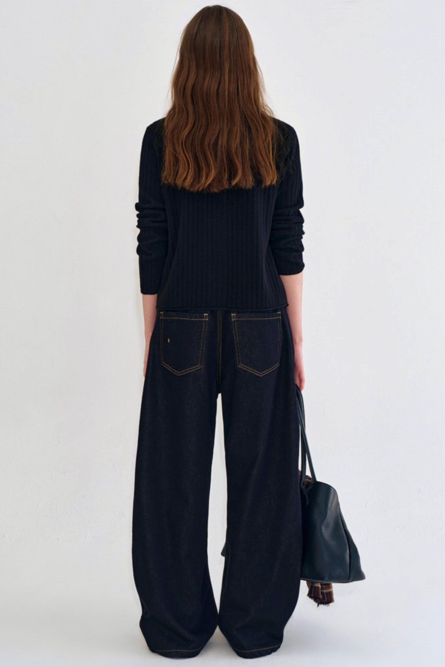 Washed Black Retro Denim Pants