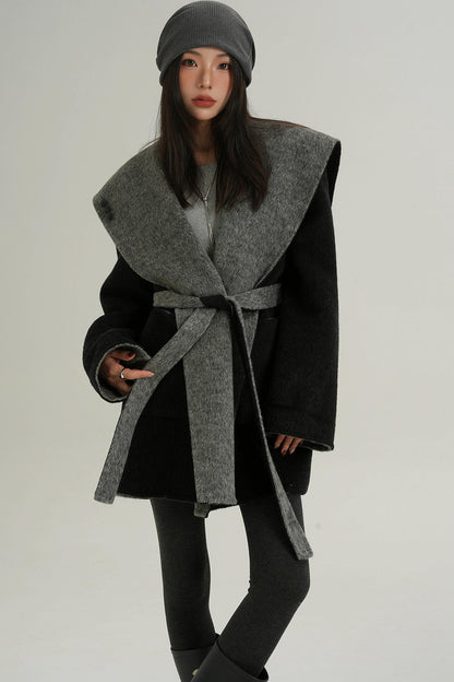 Double-Sided Large Lapel Mid-Length Wool Coat