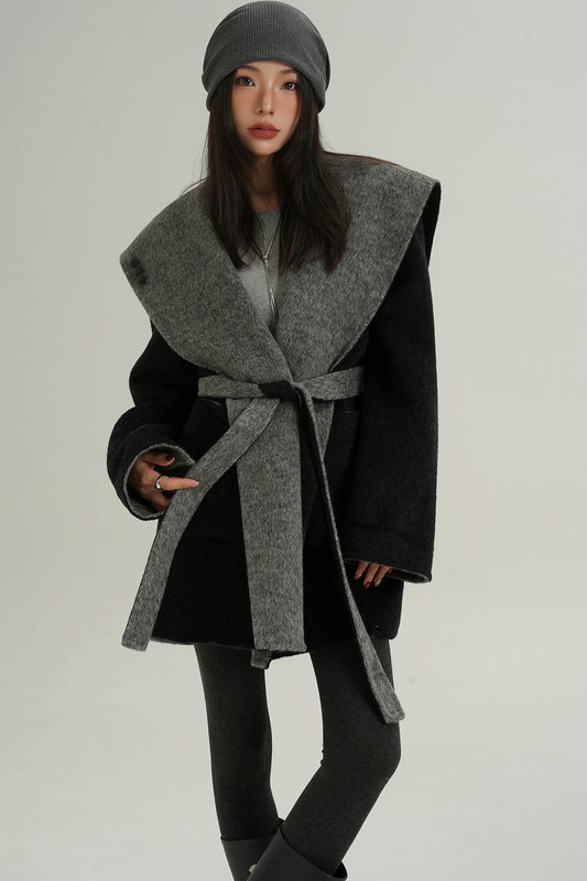 Double-Sided Large Lapel Mid-Length Wool Coat