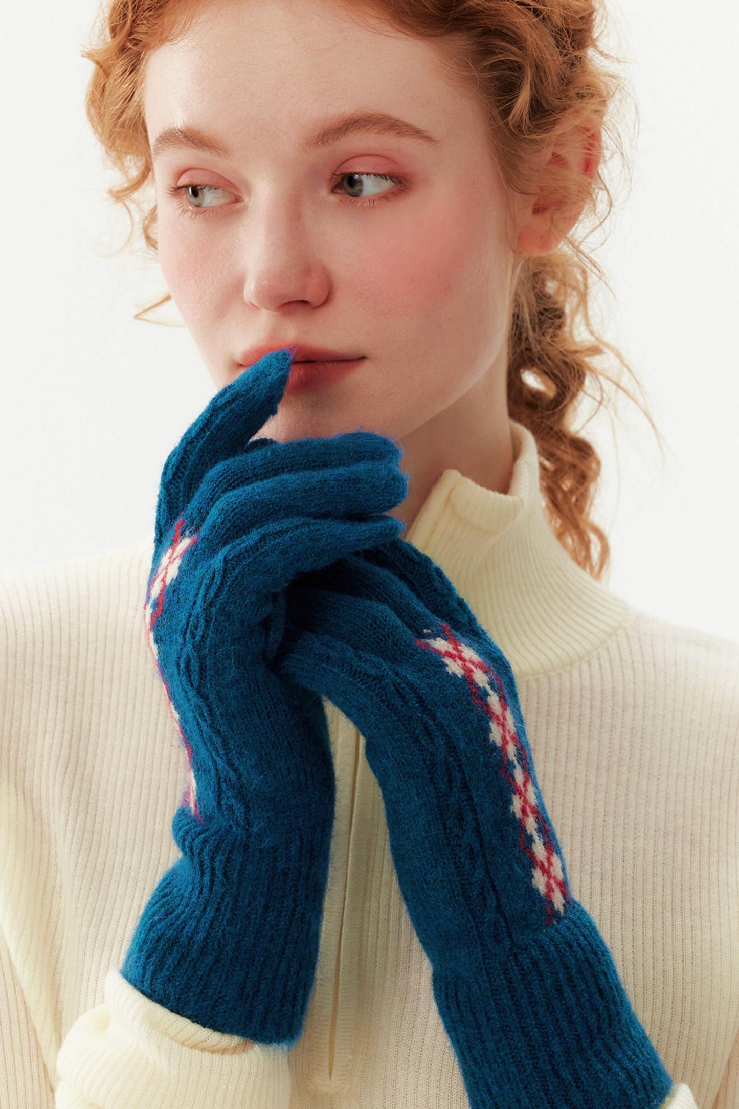 Fair Isle Wool Knit Gloves