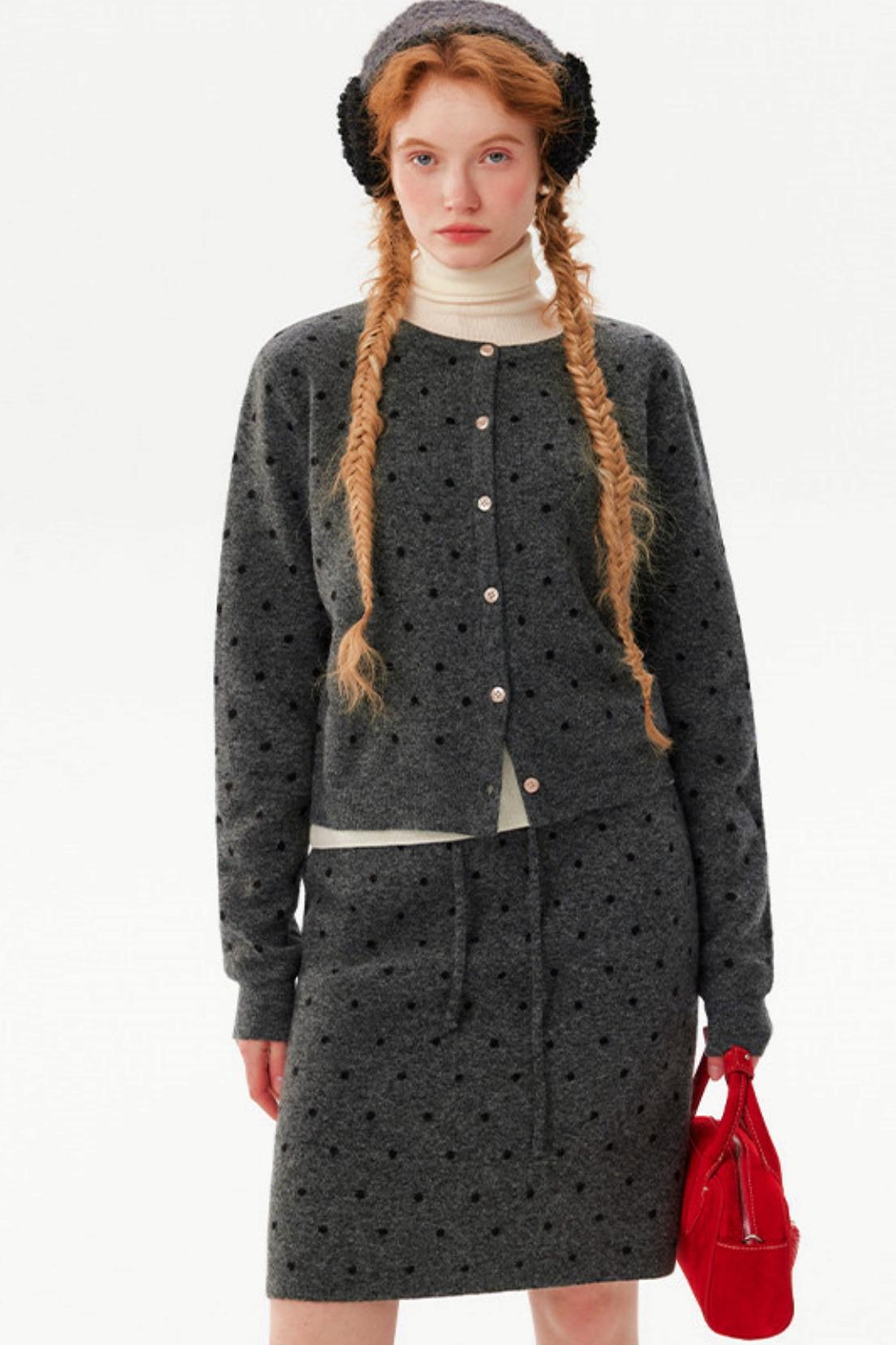 Romantic Polka Dot Cardigan Set-Up