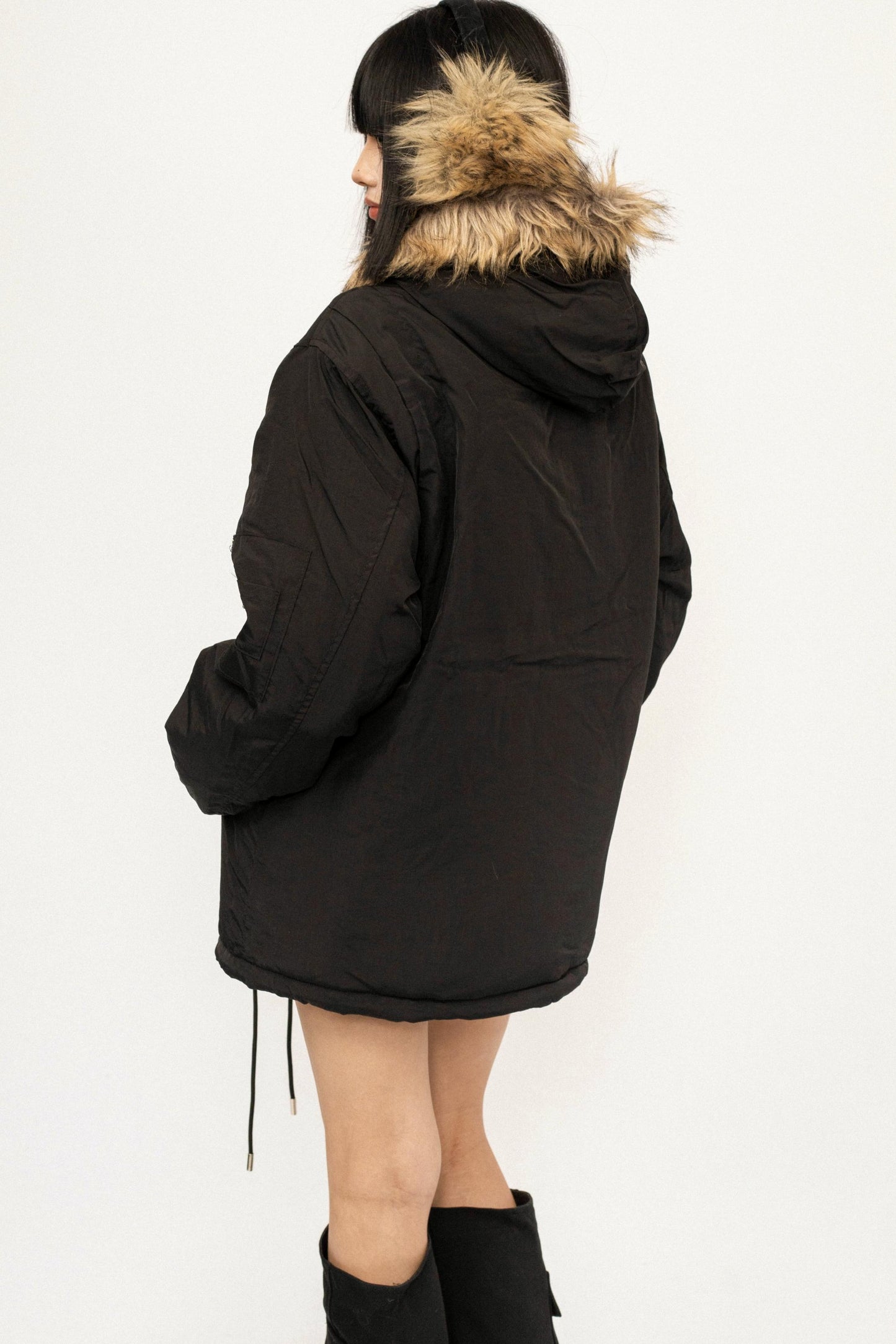 Embroidered Fur Collar Jacket