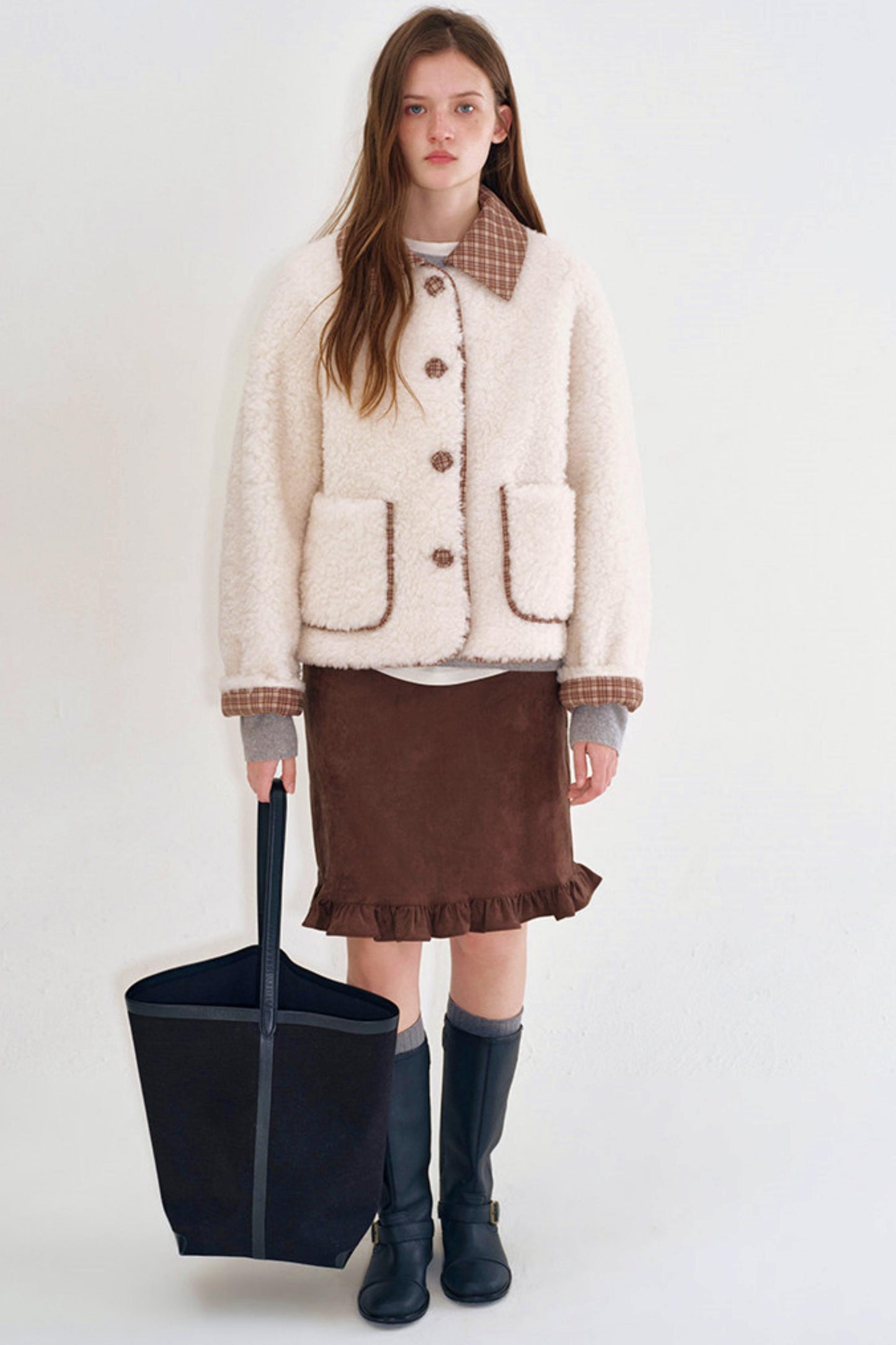 Plaid Wool Patchwork Coat