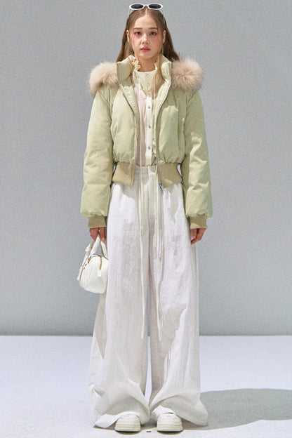 Big Fur Collar Waist Down Jacket