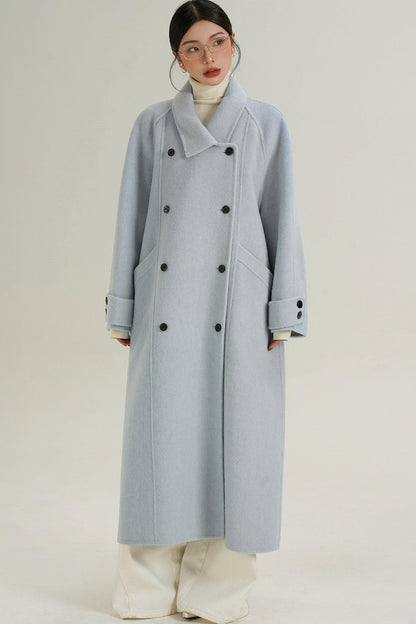 Elegant Blue Wool Coat