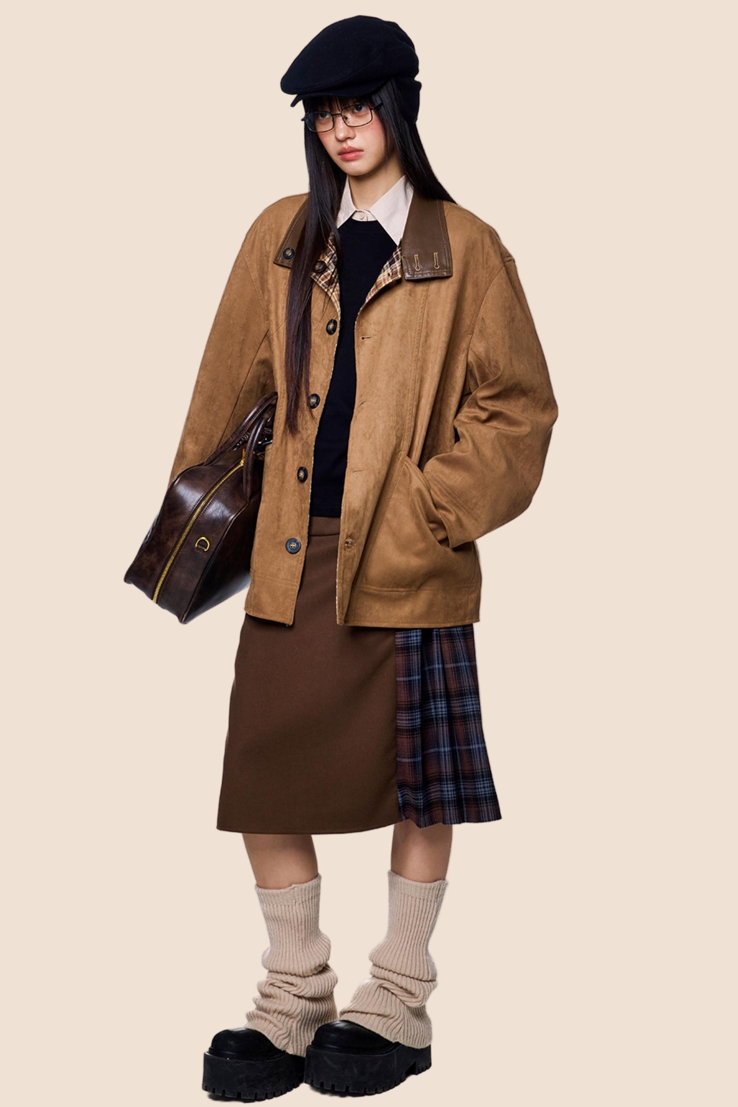 Vintage Suede Plaid Jacket