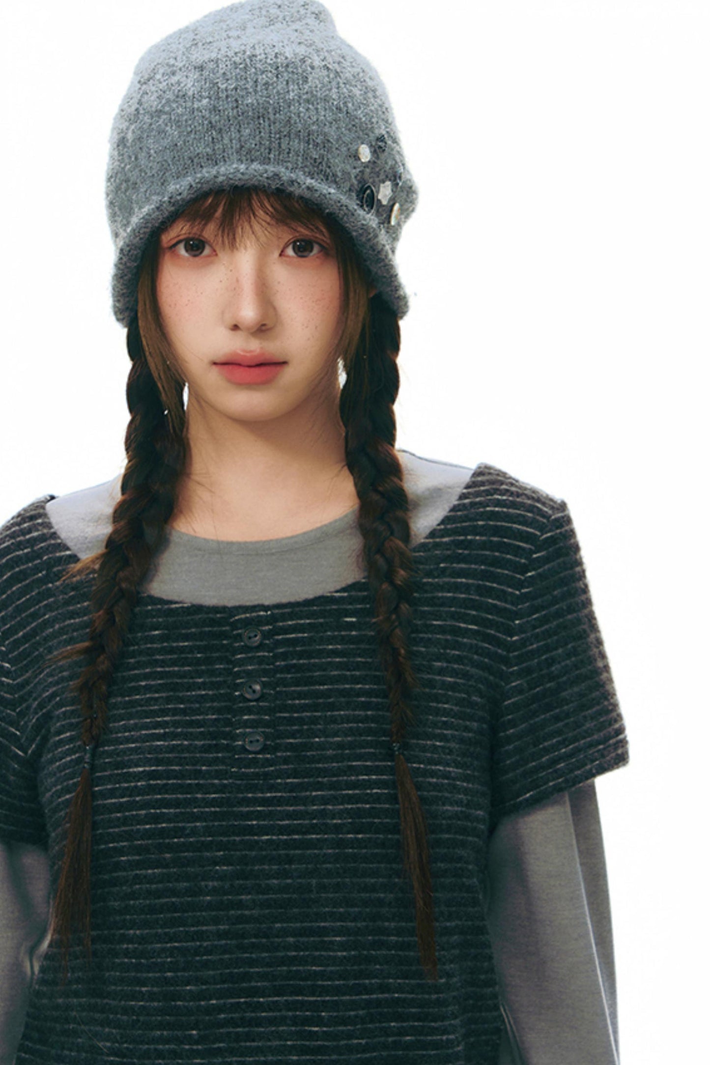 Brushed Stripe Round Neck Long Sleeve Top