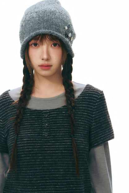 Brushed Stripe Round Neck Long Sleeve Top