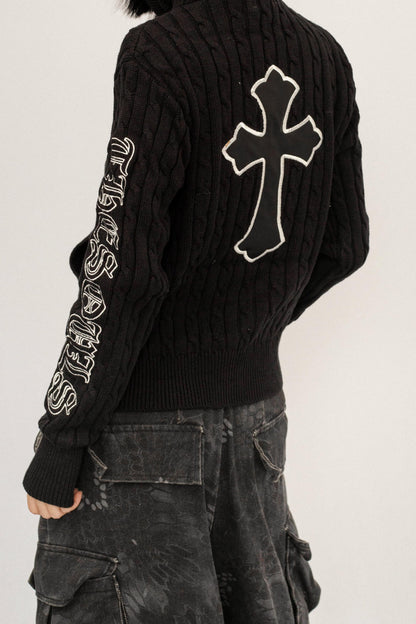 Retro Hooded Knit Cardigan