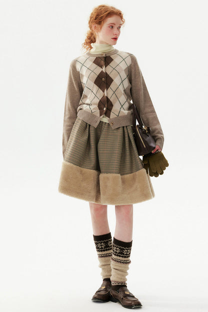 Preppy Wool Diamond Cardigan