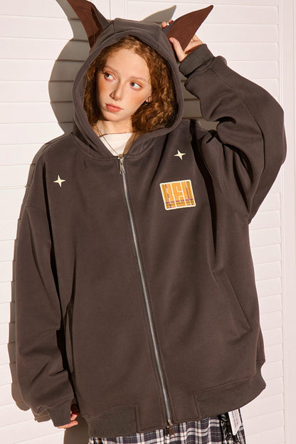 Vintage Peplum Zipper Hoodie Jacket