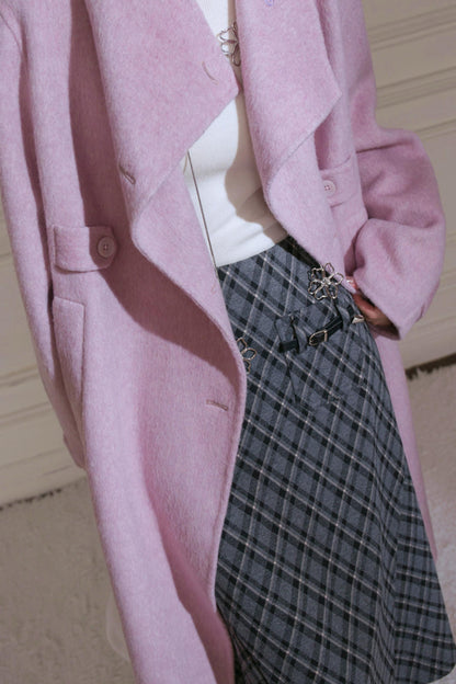 Gray Plaid Leather Skirt