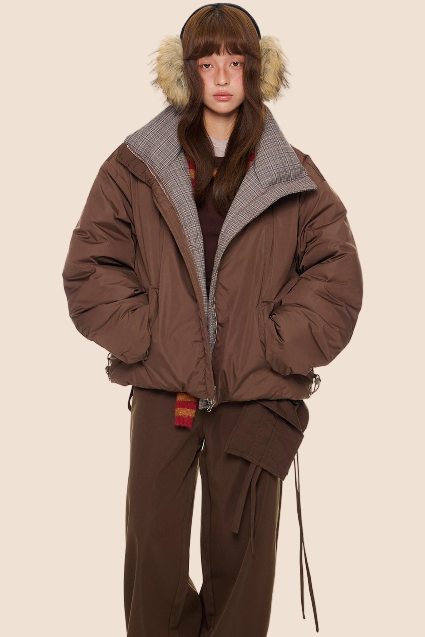 Reversible Plaid Down Jacket