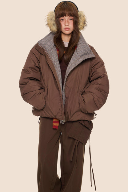 Reversible Plaid Down Jacket