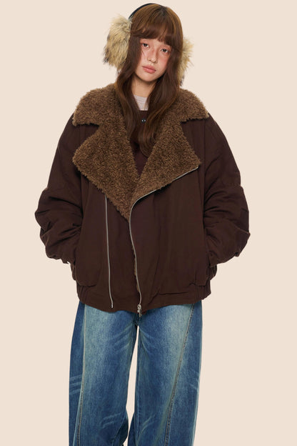 Diagonal Fleece Cotton Jacket