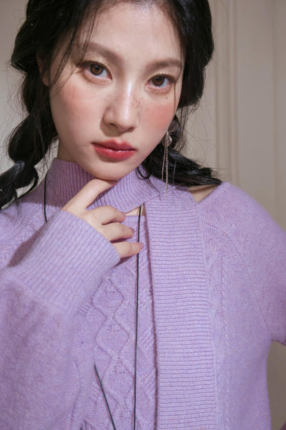 Violet Wool Lantern Sleeve Sweater