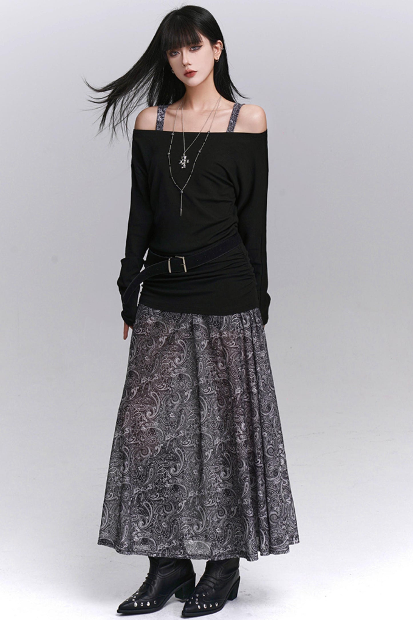 Autumn One-Shoulder Camisole Dress Set