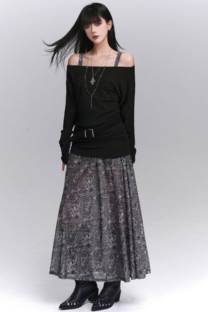 Autumn One-Shoulder Camisole Dress Set