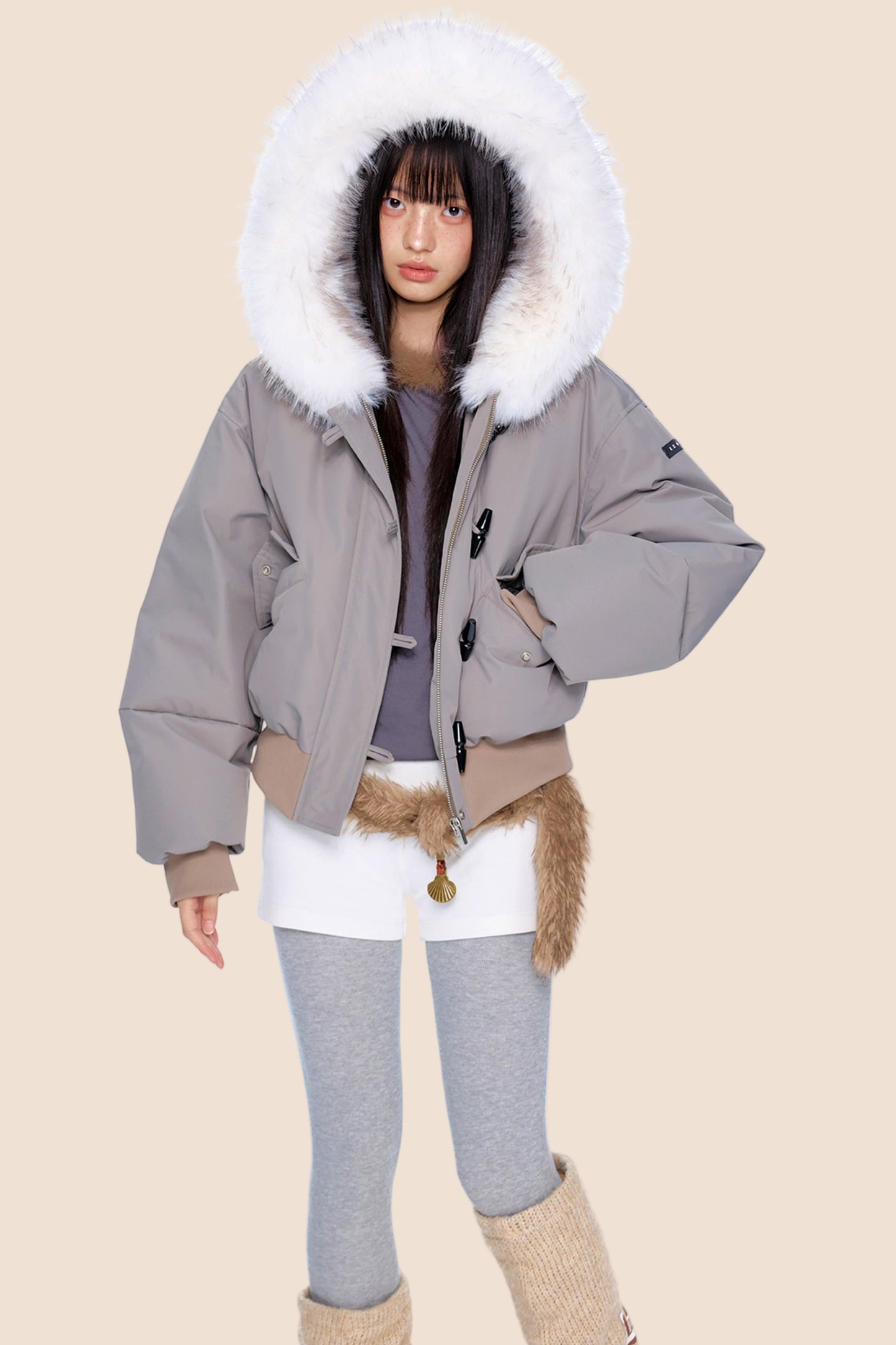 Large Fur Collar Parka Jacket