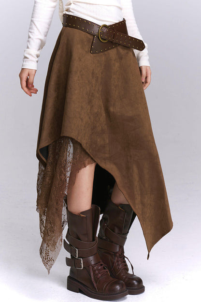 Coffee Suede Skirt