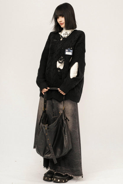 Retro Ripped Knit Top