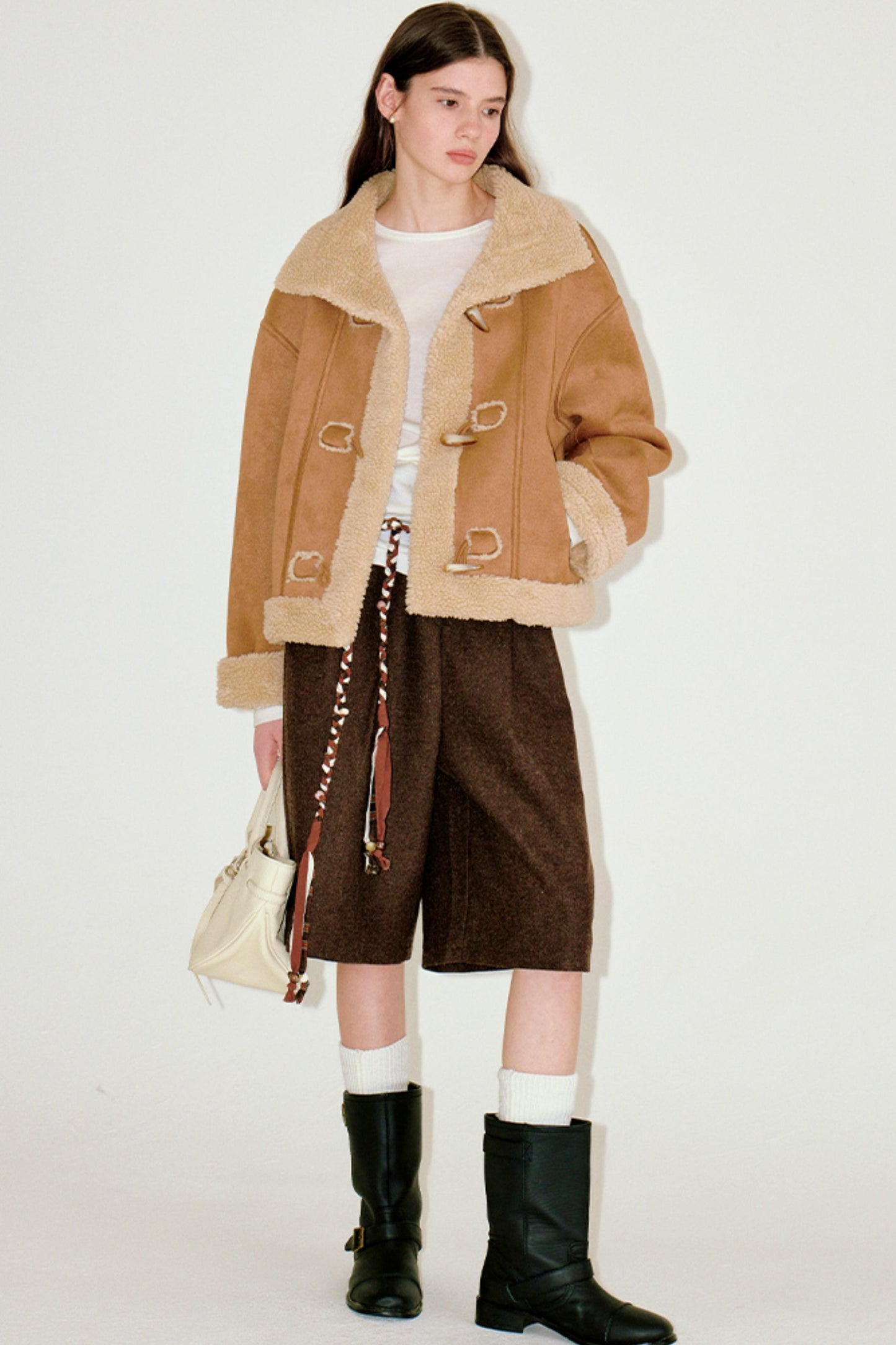 High-Neck Faux Fur Coat