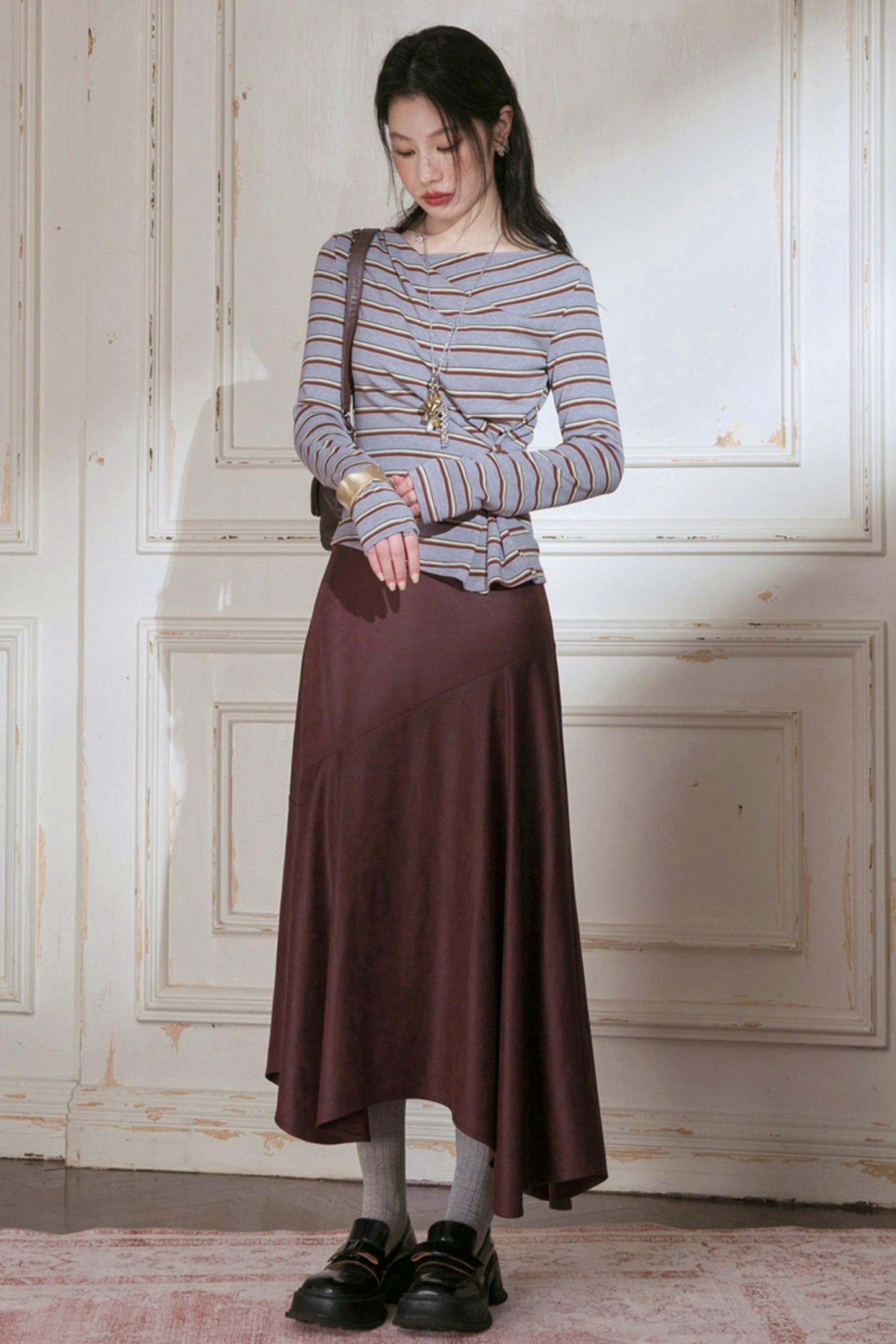 Blended Texture Irregular Skirt