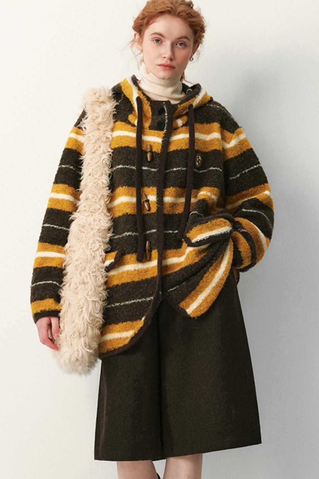 Melard Striped Hooded Coat