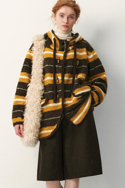 Melard Striped Hooded Coat
