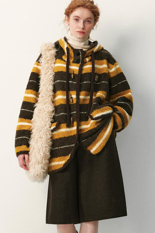 Melard Striped Hooded Coat