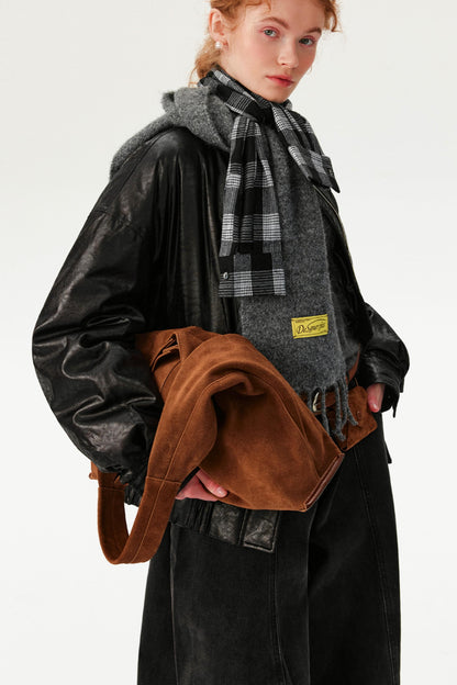 Plaid Tassel Wool Scarf