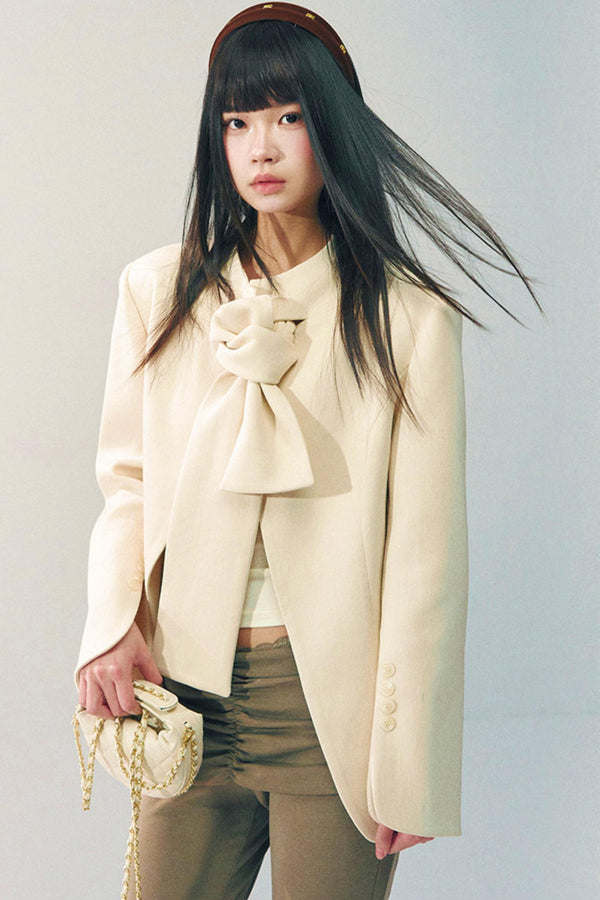 Tencel Wool Bow Tie Blazer