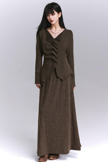 Chic Gray Two-Piece Suit Skirt Set-Up