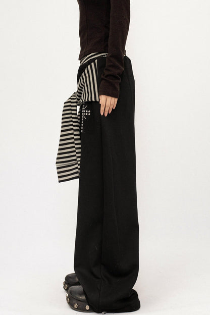 Retro Striped Fleece-Lined Pants