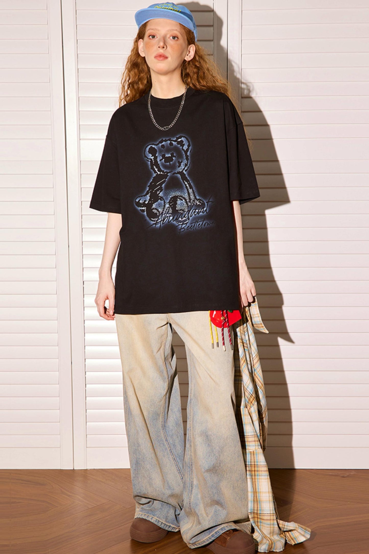 Retro Cartoon Bear Peplum Tee