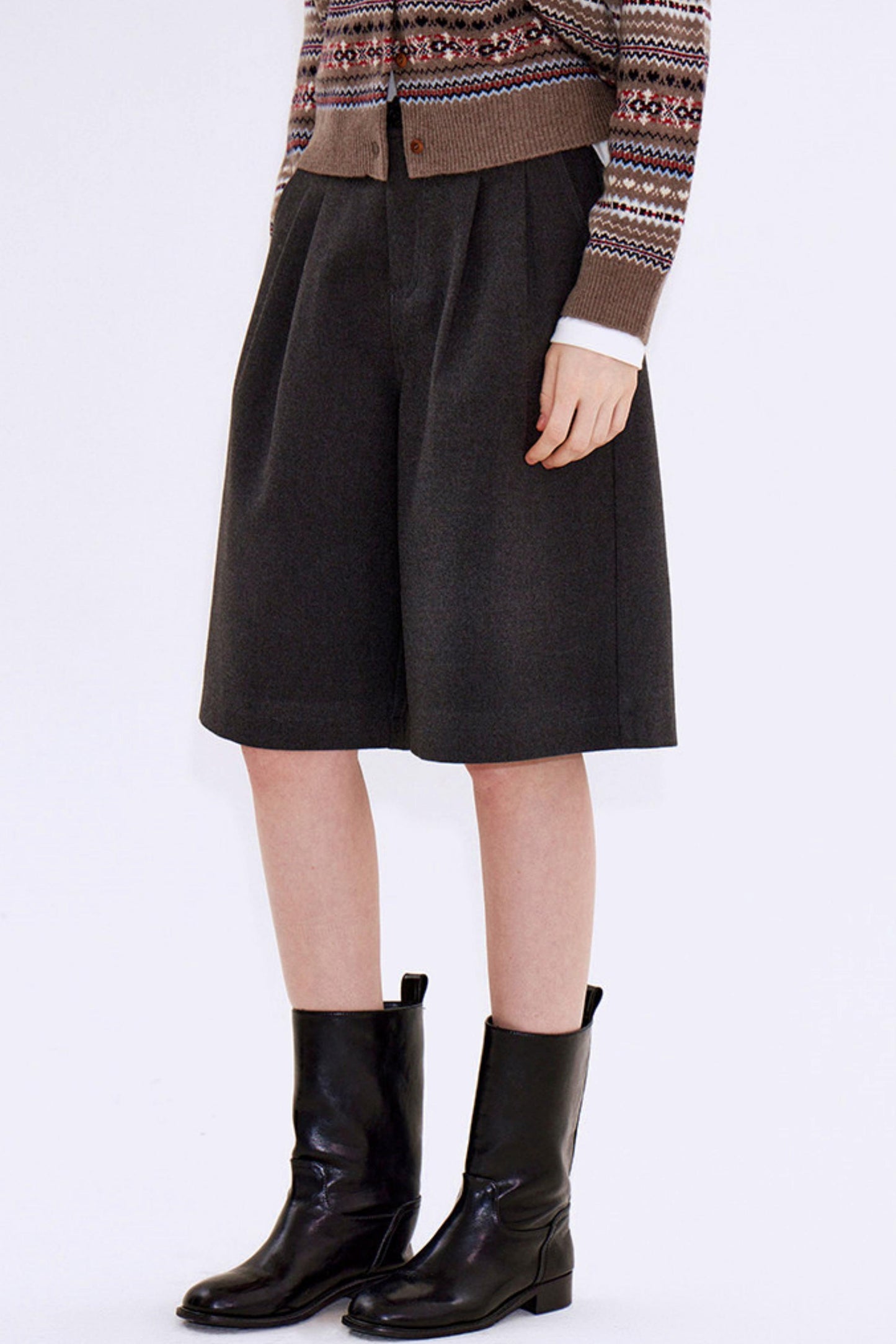 Retro Mist Gray Pleated Pants