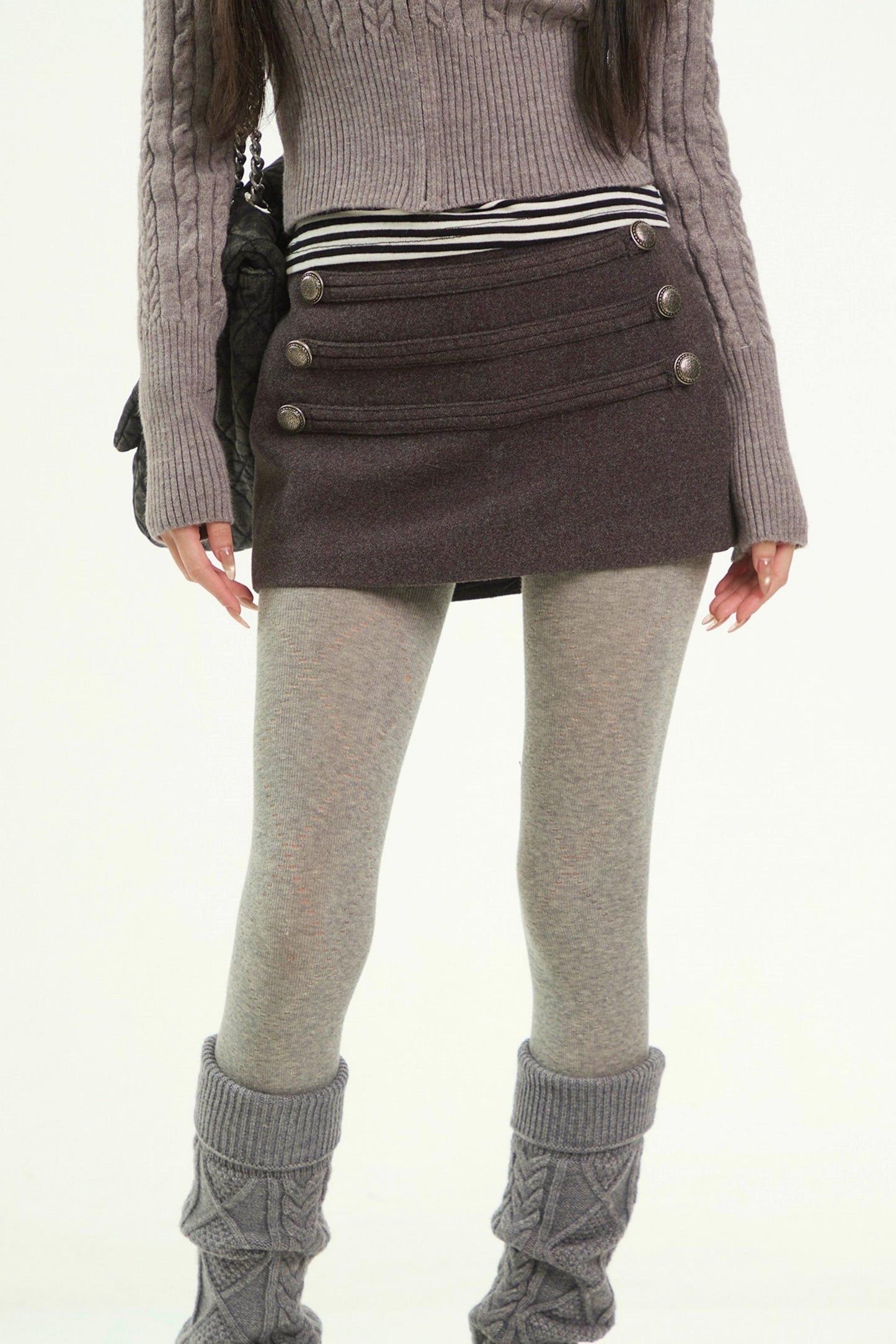 Retro Woolen A-Line Skirt