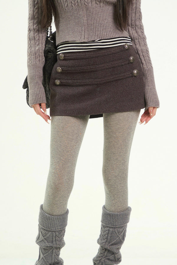 Retro Woolen A-Line Skirt