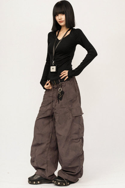 Black V-Neck Slim Top