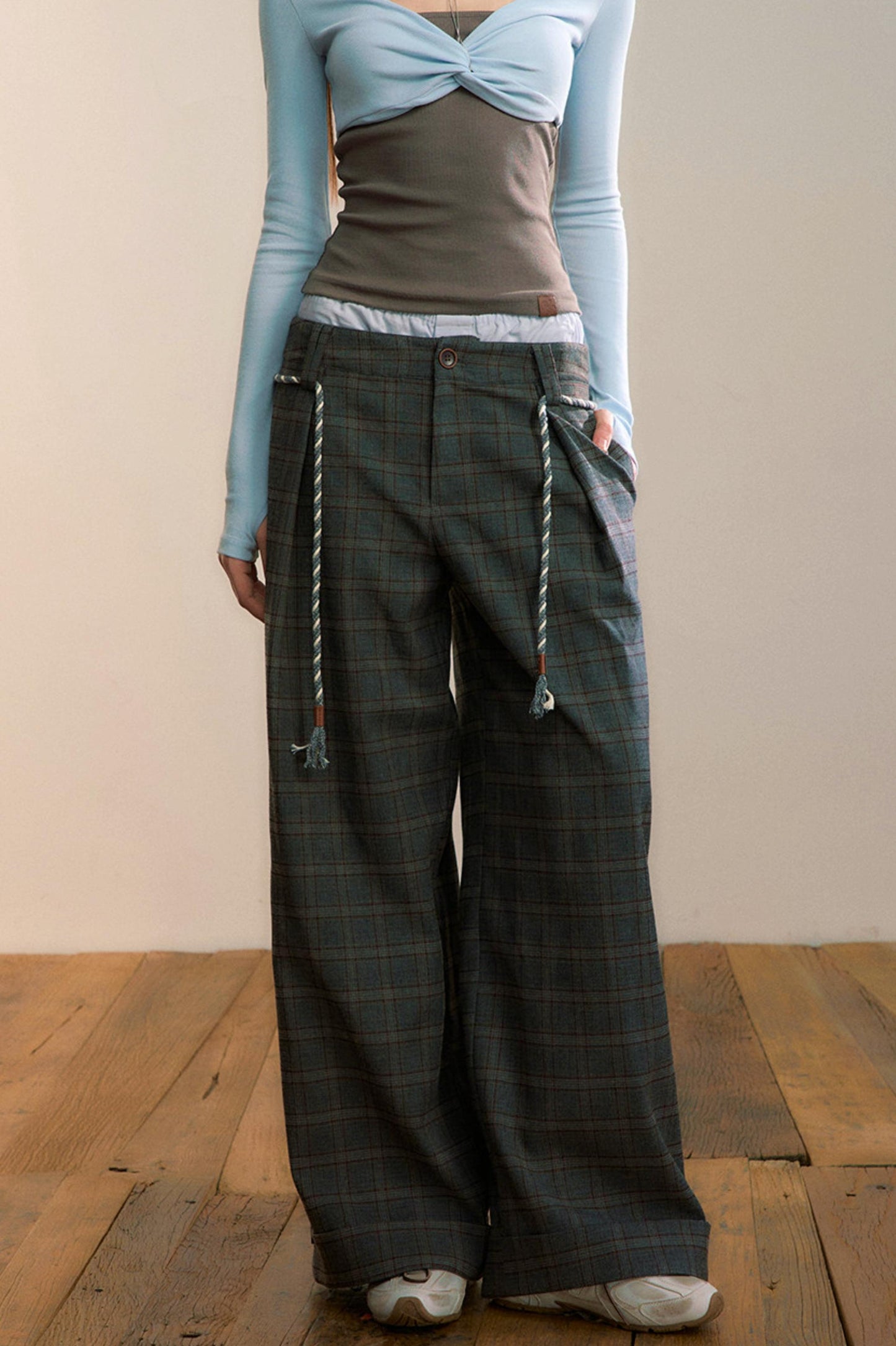 Plaid Wool-Blend Suit Pants