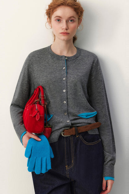 Color-Block Wool Cardigan