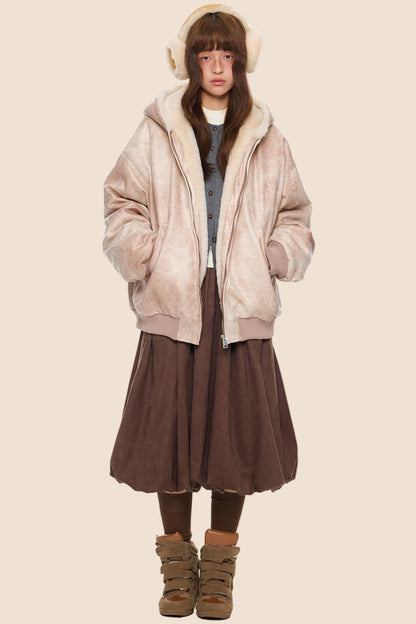 Furry Hooded Leather Jacket