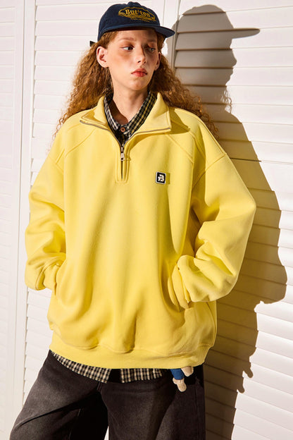 Half-Zipper Stand Collar Polo Sweatshirt