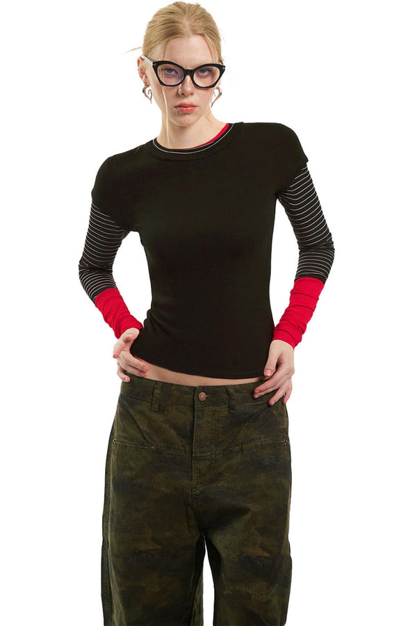 Contrast Patchwork Autumn Top